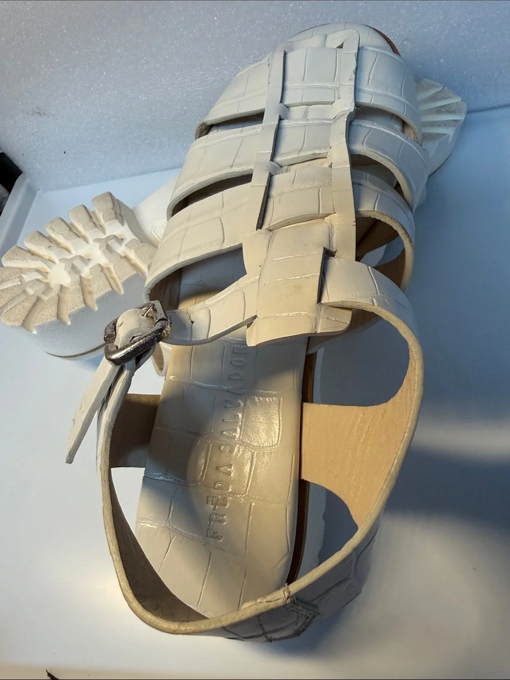 Freda Salvador Darya Lug Sole Fisherman Sandals Bone US 9.5 Made in 🇪🇸 Spain